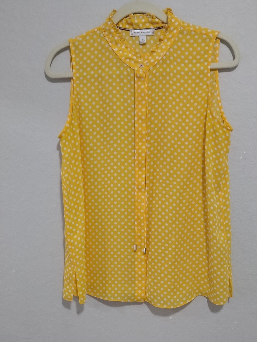 Tommy Hilfiger Yellow Polka Dot Sleeveless Blouse